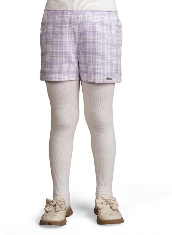 One Friday Kids Girls Lilac Checks with Sequence Shorts - Image 1
