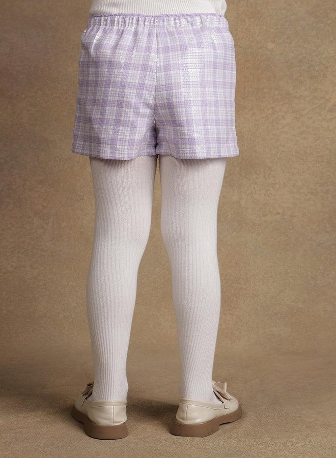 One Friday Kids Girls Lilac Checks with Sequence Shorts - Image 2