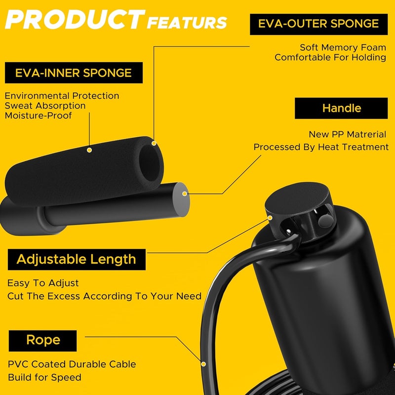 PULSEIT Adjustable Skipping Rope with Counter for Men & Women | Speed Jump Rope for Cardio, Weight Loss, Fitness & CrossFit | Tangle-Free, Lightweight & Durable – Ideal for Home & Gym Workouts - Image 3