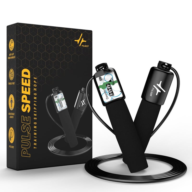 PULSEIT Adjustable Skipping Rope with Counter for Men & Women | Speed Jump Rope for Cardio, Weight Loss, Fitness & CrossFit | Tangle-Free, Lightweight & Durable – Ideal for Home & Gym Workouts - Image 1