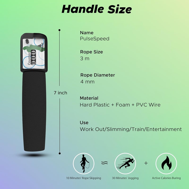 PULSEIT Adjustable Skipping Rope with Counter for Men & Women | Speed Jump Rope for Cardio, Weight Loss, Fitness & CrossFit | Tangle-Free, Lightweight & Durable – Ideal for Home & Gym Workouts - Image 4