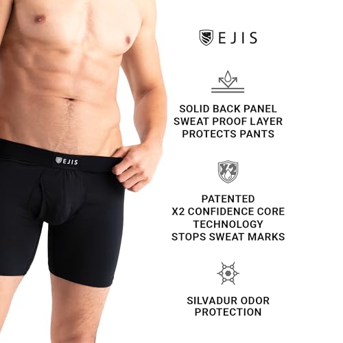 Ejis Sweat Defense Boxer Brief | Fly | Sweat Proof Micro Modal (Small, Black) - Image 2