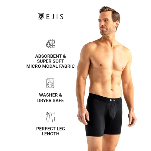 Ejis Sweat Defense Boxer Brief | Fly | Sweat Proof Micro Modal (Small, Black) - Image 3