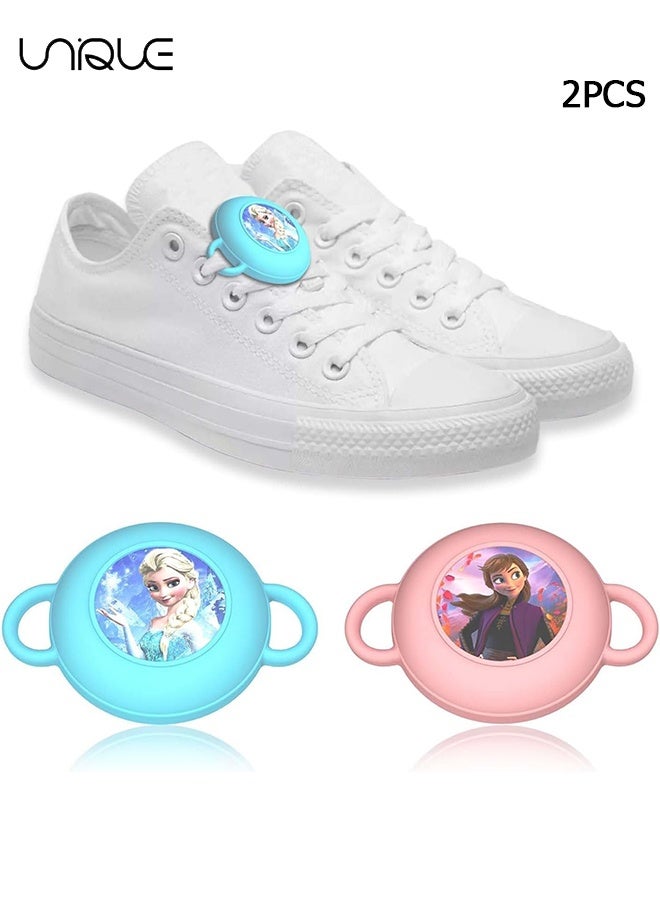 يونيك 2 عبوة - لحامل Airtag للأطفال أربطة الحذاء والأشرطة - مقاوم للماء حامل هواء كرتوني لطيف للأطفال - لحقيبة Apple Air Tag للأطفال الصغار من السيليكون مخفية - وردي / أزرق - Image 1