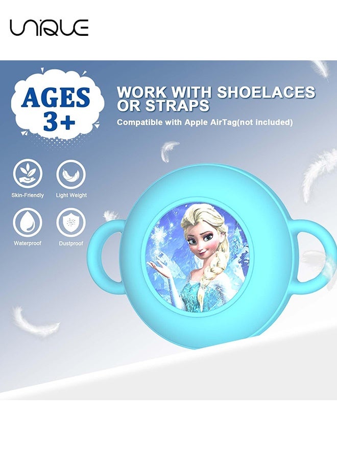 يونيك 2 عبوة - لحامل Airtag للأطفال أربطة الحذاء والأشرطة - مقاوم للماء حامل هواء كرتوني لطيف للأطفال - لحقيبة Apple Air Tag للأطفال الصغار من السيليكون مخفية - وردي / أزرق - Image 3