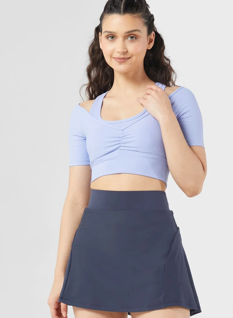 FRWD Cold Shoulder Cropped Athletic Top