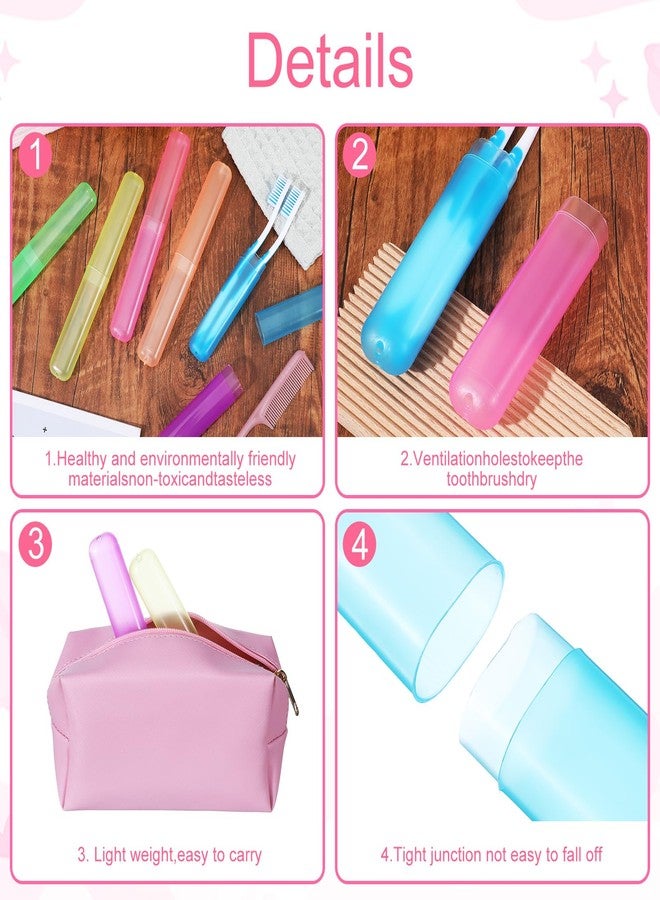 Caeuiciw 36 Pcs Travel Toothbrush Case Holder, Portable Toothbrush Storage, Classroom Pencil Case for Kids, 6 Assort Color Toothpaste Cover Protector for Travel Home School Use - Image 3