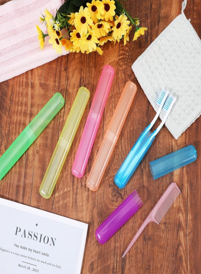 Caeuiciw 36 Pcs Travel Toothbrush Case Holder, Portable Toothbrush Storage, Classroom Pencil Case for Kids, 6 Assort Color Toothpaste Cover Protector for Travel Home School Use - Image 5