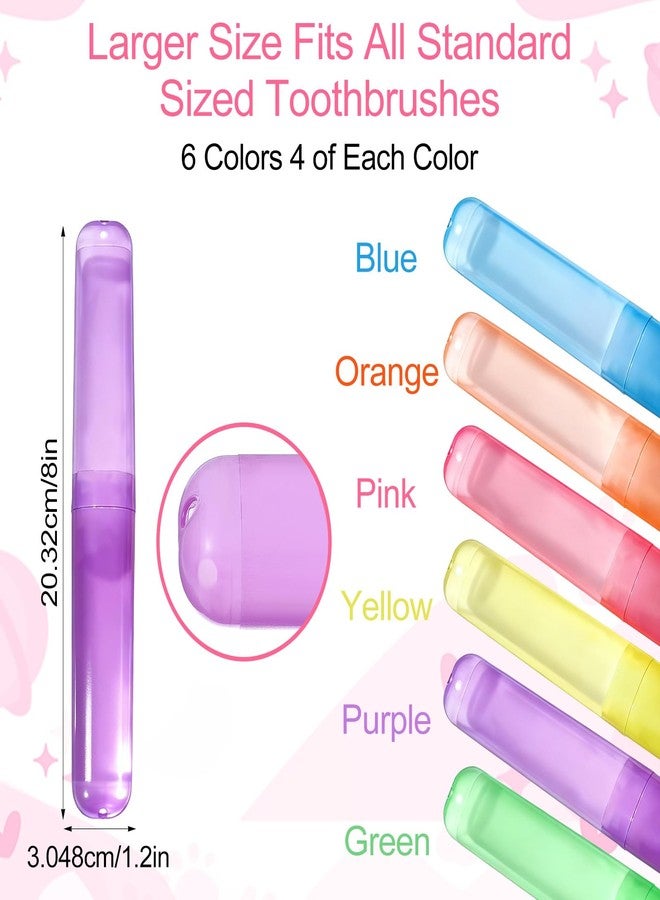 Caeuiciw 36 Pcs Travel Toothbrush Case Holder, Portable Toothbrush Storage, Classroom Pencil Case for Kids, 6 Assort Color Toothpaste Cover Protector for Travel Home School Use - Image 2