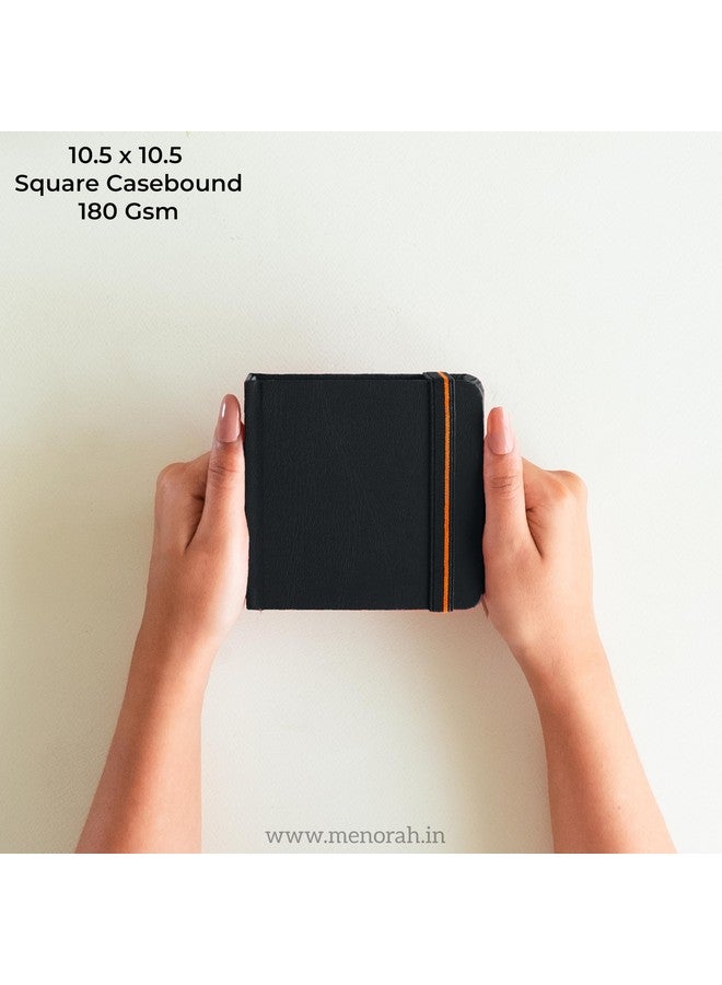 MENORAH مينوراه - دفتر رسم للفنانين - مربع - 180 جرام - الحجم (10.5 × 10.5 سم) عبوة من 2 - دفتر رسم صغير للسفر - 100 صفحة/50 ورقة - غلاف صلب - دفتر رسم مصنوع يدويًا - (أسود) ألوان مائية؛ معجون زيت، ورق - Image 2