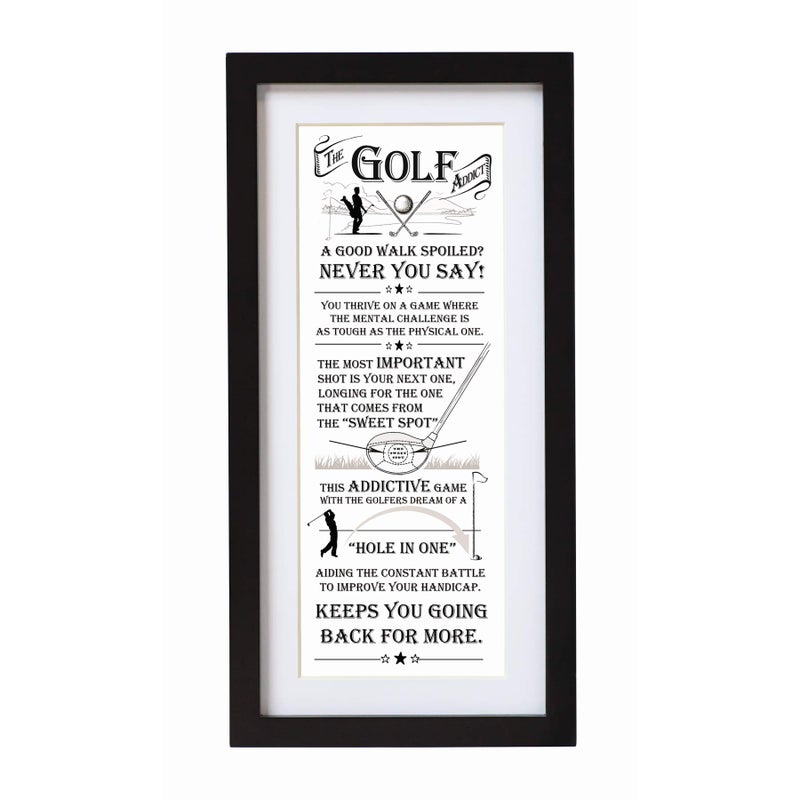 Arora The Ultimate Gift for Man Printed Word PosterBlack Wooden Framed Wall Art PictureGolf Addict Multicolour One Size 8943
