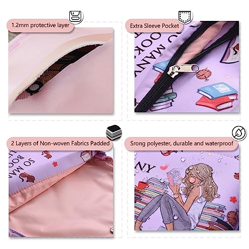LParkin Book Sleeve Cover with Zipper, So Many Books So Little Time Book Protector Pouch, Washable Fabric Book Sleeves, 11 x 9 Inch Book Lover Gifts, Bookish Gifts - Image 3