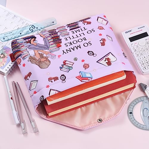 LParkin Book Sleeve Cover with Zipper, So Many Books So Little Time Book Protector Pouch, Washable Fabric Book Sleeves, 11 x 9 Inch Book Lover Gifts, Bookish Gifts - Image 5