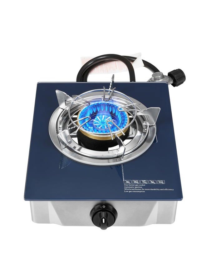 Dr.Camp Propane Gas Stove 12000 BTU Single Burner Glass Top Outdoor Camping Stove with CSA Listed Regulator and Gas Hose - Image 1