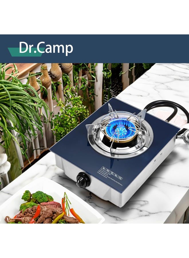 Dr.Camp Propane Gas Stove 12000 BTU Single Burner Glass Top Outdoor Camping Stove with CSA Listed Regulator and Gas Hose - Image 4