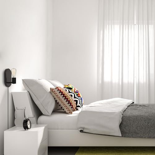 GLOBE Electric x Novogratz 51488 1-Light Plug-in or Hardwire Wall Sconce, Matte Black, 6ft Fabric Covered Cord, Rocker Switch, Wall Lights for Apartment or Renters, Modern Lighting - Image 2