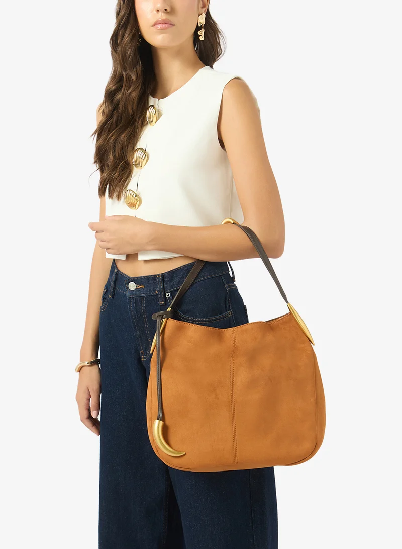 JW PEI Nina Faux Suede Metal Charm Tote Bag