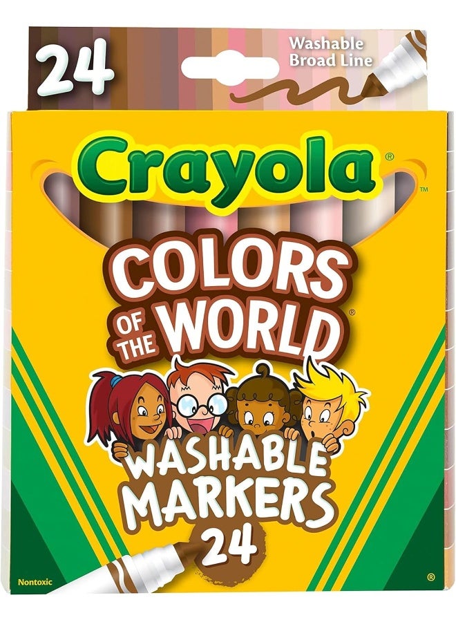 Crayola مجموعة أقلام ماركر قابلة للغسل من كرايولا بألوان العالم - 24 قلم - Image 1