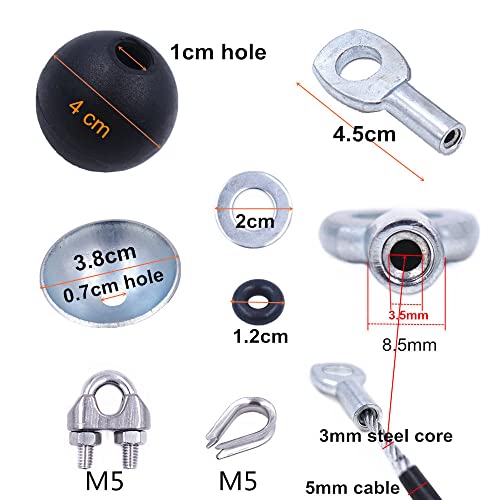 J Bryant Gym Machine Accessories 5mm Cable Ball Stopper Interface Port Components Fitness Equipment Wire Rope Port Joint Replacement Parts for Home Gym Machine Use (Ball) - Image 2