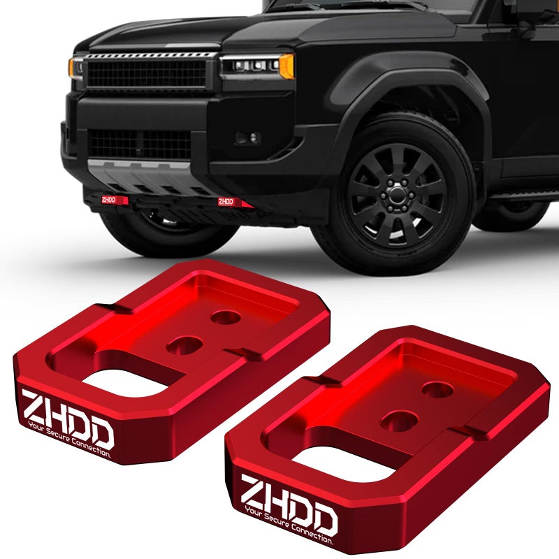 ZHDD Front Tow Hooks for Tacoma 2024-2026, 4Runner 2025-2026, Land Cruiser LC250 2024-2025 | Military-Grade Anodized Aluminum | Direct Bolt-On Recovery Hooks (Red) - Image 1