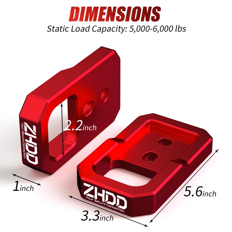 ZHDD Front Tow Hooks for Tacoma 2024-2026, 4Runner 2025-2026, Land Cruiser LC250 2024-2025 | Military-Grade Anodized Aluminum | Direct Bolt-On Recovery Hooks (Red) - Image 3