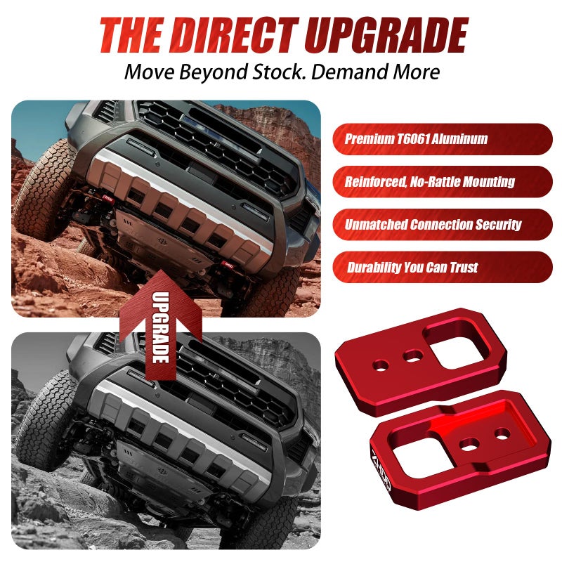 ZHDD Front Tow Hooks for Tacoma 2024-2026, 4Runner 2025-2026, Land Cruiser LC250 2024-2025 | Military-Grade Anodized Aluminum | Direct Bolt-On Recovery Hooks (Red) - Image 5