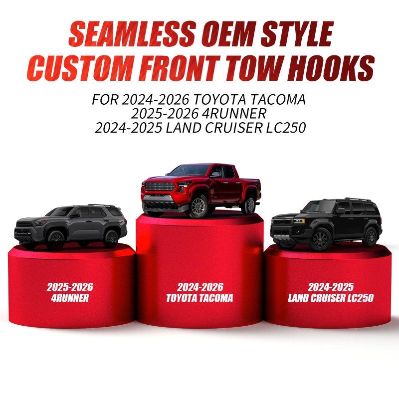 ZHDD Front Tow Hooks for Tacoma 2024-2026, 4Runner 2025-2026, Land Cruiser LC250 2024-2025 | Military-Grade Anodized Aluminum | Direct Bolt-On Recovery Hooks (Red) - Image 2