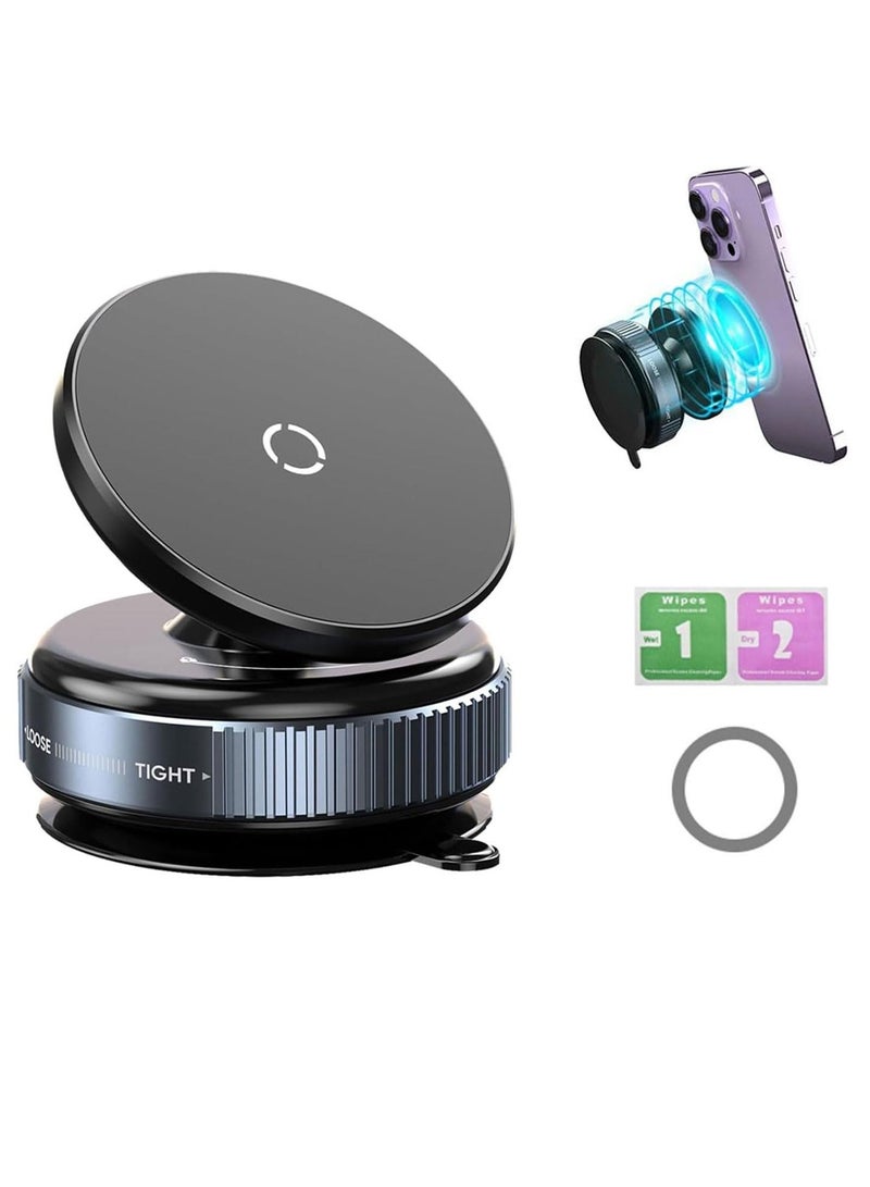 NOORA Vacuum Suction Magnet Phone Holder Mount, Magnetic Car Phone Holder, 360° Adjustable Suction Car Phone Mount for Car/Smooth Surface/Travel/Gym - Image 1