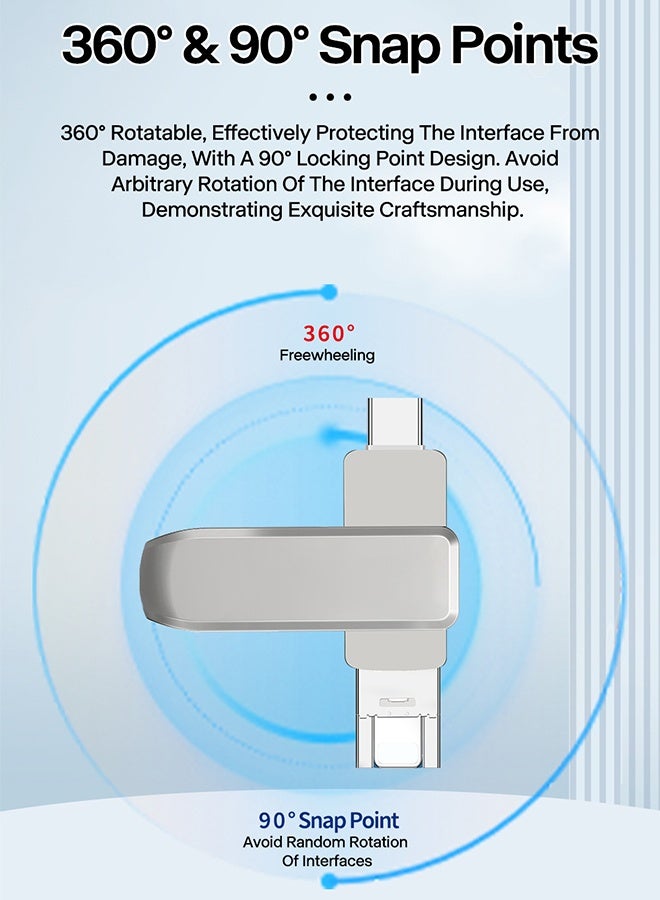 DUNISO USB Flash Drive，2TB 3-in-1 Multi-conversion Interface Memory Stick，USB 3.0 Memory Stick Thumb Drive，for iPhone/ipad/iPod/Computer/iOS and Android/PC ﻿ - Image 4