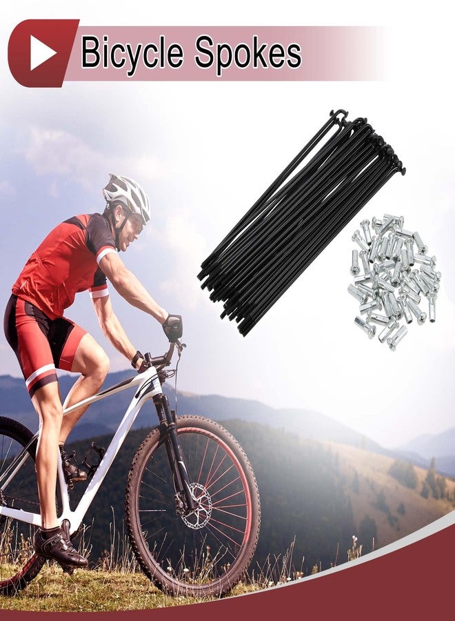 PARSKILO 38 Set 13G Bicycle Spokes 134mm Bike Wheel Spokes Carbon Steel Black - Image 2