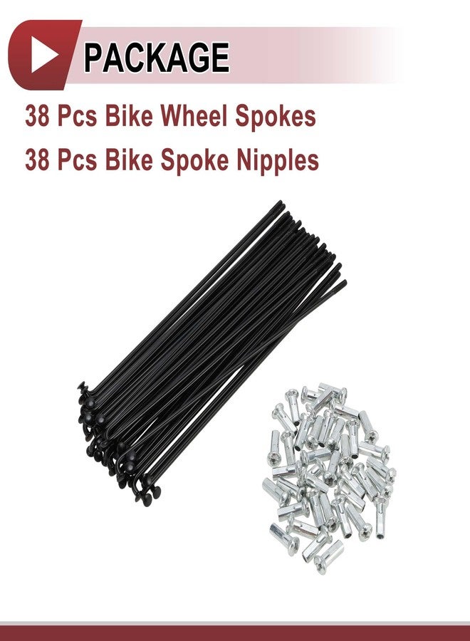 PARSKILO 38 Set 13G Bicycle Spokes 134mm Bike Wheel Spokes Carbon Steel Black - Image 5