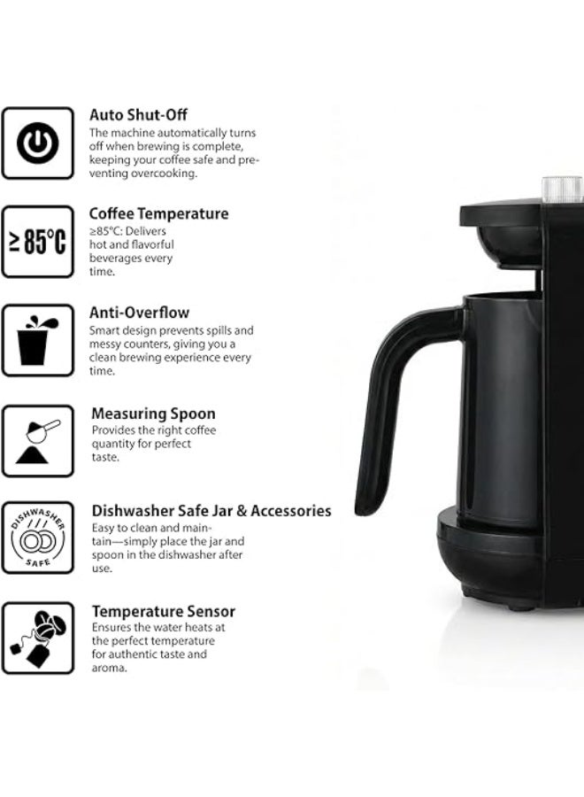 ساتشي ماكينة صنع القهوة التركية مع خاصية الإغلاق التلقائي 250 ml 480 W NL-COF-7049-BK أسود - Image 3