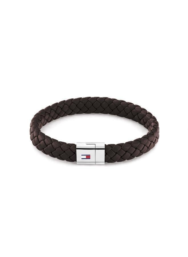 Tommy Hilfiger Jewelry Men's Braided Leather Bracelet Brown - 2790330