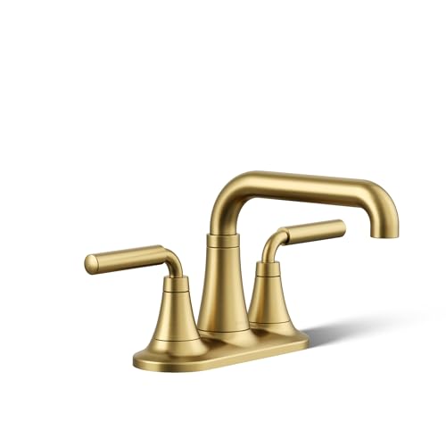 KOHLER K2741442MB Tone Centerset Bathroom Sink Faucet Clicker Drain Bathroom Faucets 12 GPM Vibrant Brushed Moderne Brass - Image 1