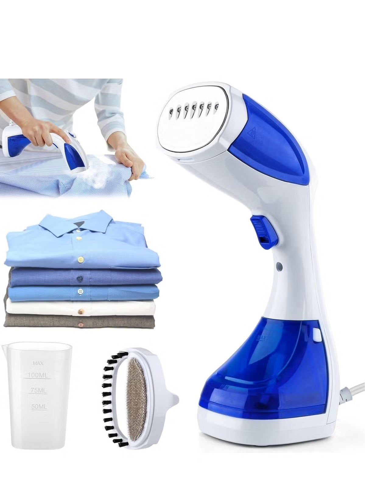 Handheld Garment Steamer 1500W – 30s Fast Heat-Up, 200ml Detachable Tank, Portable Clothes Steamer & Wrinkle Remover, Travel-Friendly Steam Iron with Anti-Drip & Continuous Steam