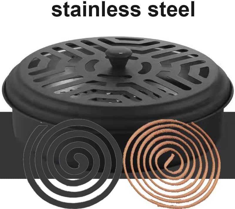 BEETO 2Pcs Mosquito Coil Holder, Round Incense Holder, Mosquito Incense Box, Portable Mosquito Incense Burner, for Home and Camping (Black) - Image 2