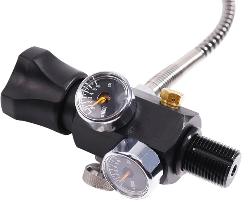 TUXING 4500PSI HPA Regulator Paintball Filling Station Pcp Air Gun Charging Valve Dual Gauge Up to 4500psi with 24" Inch High Pressure Hose - Image 4
