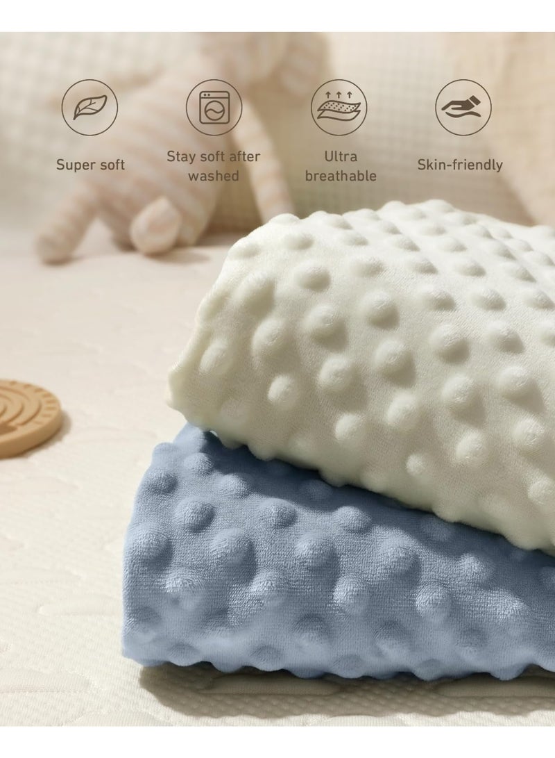 Babebay Babebay Changing Pad Cover, Ultra Soft Minky Dots Plush Changing Table Covers for Baby Boys and Girls, Breathable, 2 Pack(Blue Gray & Lily White)  - Image 3
