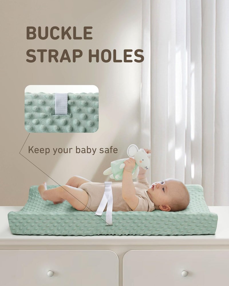 Babebay Changing Pad Cover, Ultra Soft Minky Dots Plush Changing Table Covers for Baby Boys and Girls, Breathable, 2 Pack(Blue Gray & Lily White) - Image 3