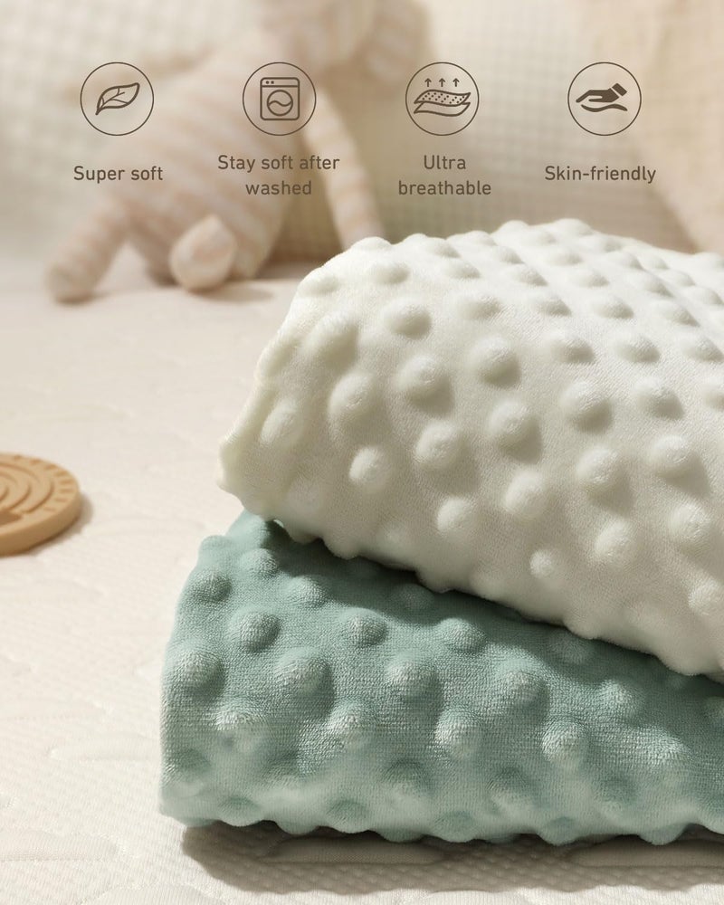 Babebay Changing Pad Cover, Ultra Soft Minky Dots Plush Changing Table Covers for Baby Boys and Girls, Breathable, 2 Pack(Blue Gray & Lily White) - Image 2