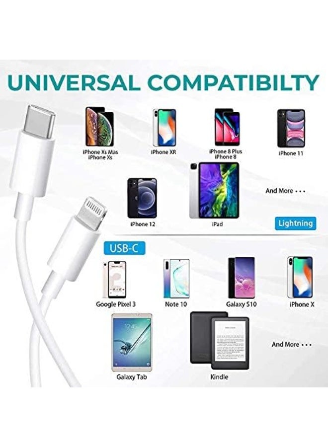 USB-C to i Phone Cable Compatible for iPhone 12/12mini/12pro/12promax [CABLE], WHITE - Image 2