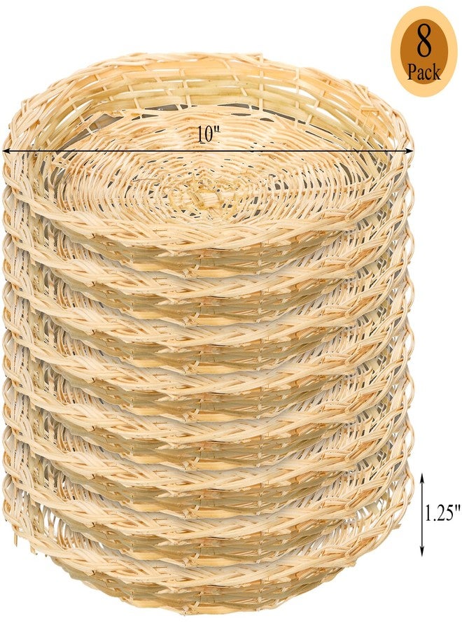Fasmov 8 Pack Bamboo Paper Plate Holder, 10 inches Wicker Paper Plate Holder Bamboo Basket Plate, Hand Weave Brown Wicker Paper Plate Baskets for Home Picnic Daily Dinning Party Supplies - Image 2