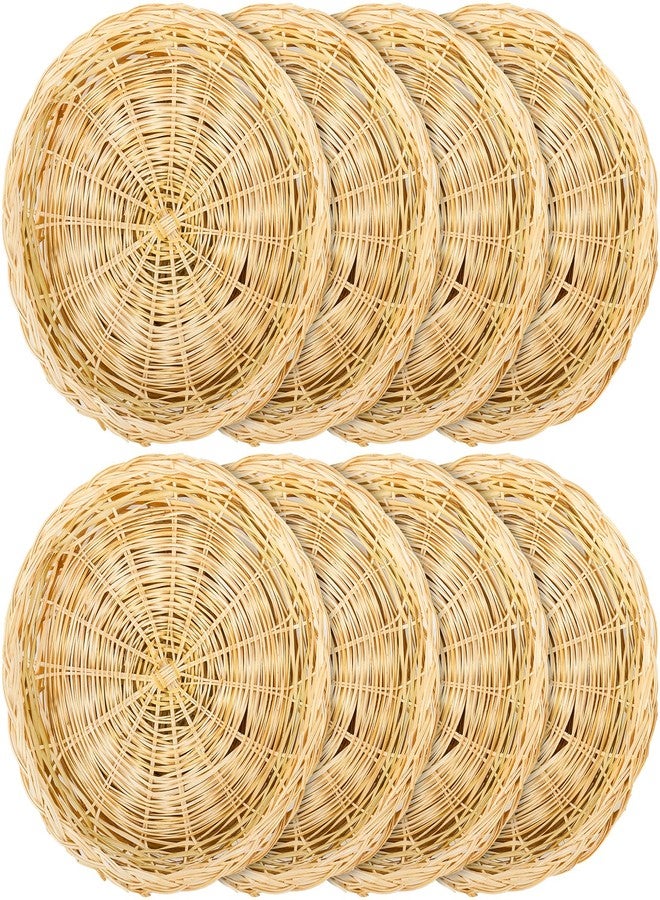 Fasmov 8 Pack Bamboo Paper Plate Holder, 10 inches Wicker Paper Plate Holder Bamboo Basket Plate, Hand Weave Brown Wicker Paper Plate Baskets for Home Picnic Daily Dinning Party Supplies - Image 1