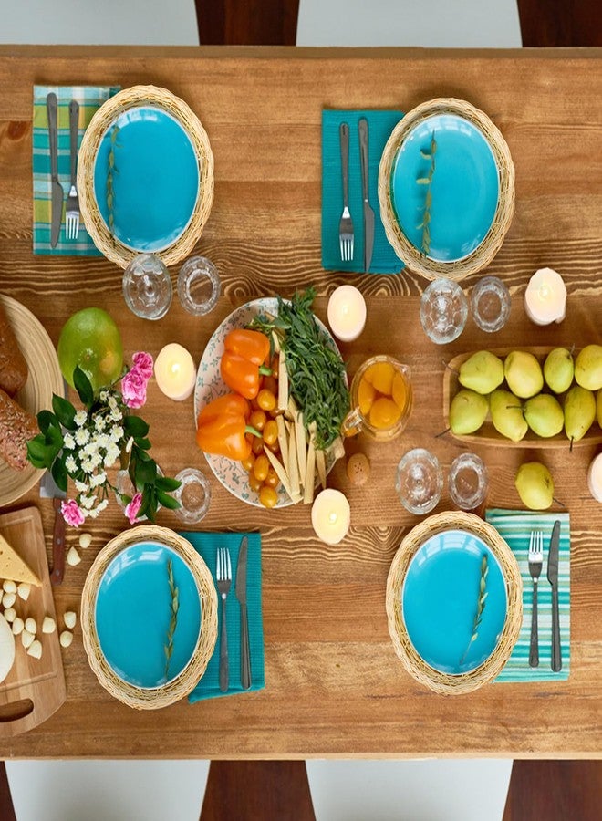 Fasmov 8 Pack Bamboo Paper Plate Holder, 10 inches Wicker Paper Plate Holder Bamboo Basket Plate, Hand Weave Brown Wicker Paper Plate Baskets for Home Picnic Daily Dinning Party Supplies - Image 5