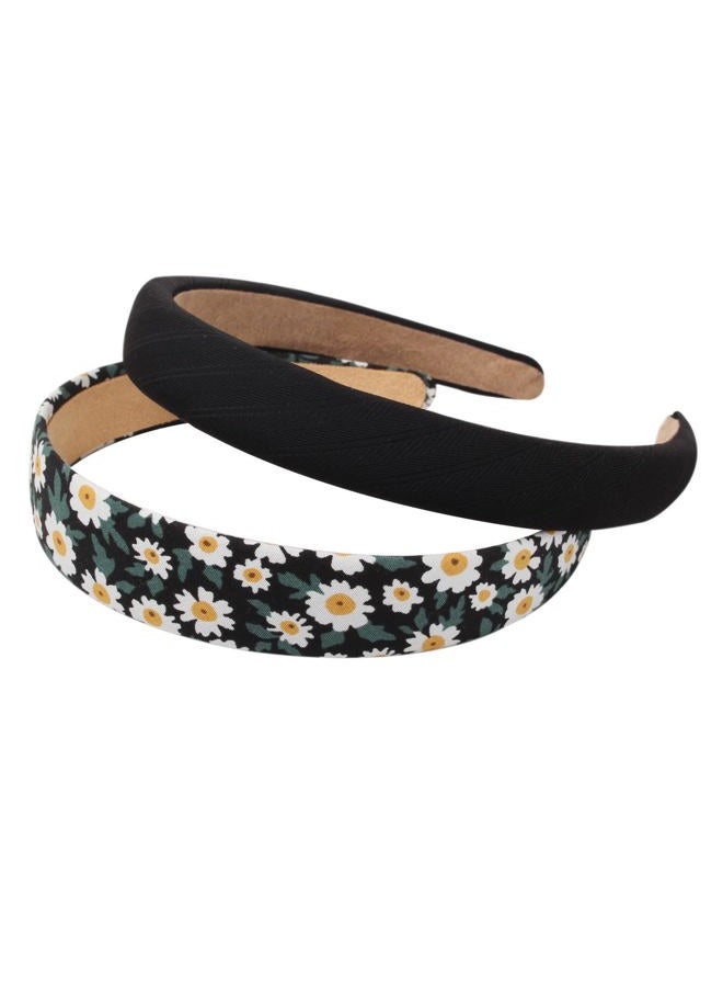 Cuizhiyu 6PK Different Designs Headbands for Women,Non Slip Flower Headband,Cute Pearl Headbands for Girls,Twisted Headband,Black White Solid Headbands Set - Image 5