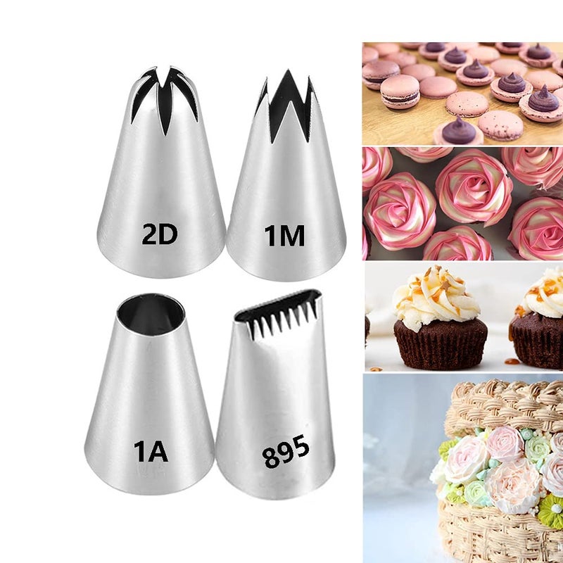 Cake Decorating Large Icing Piping Nozzle Set4 Cake Piping Nozzles Tips Kit for Baking Cookie Cupcake Decorating