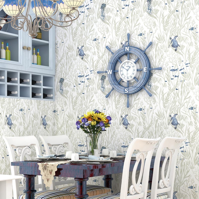 tiltil Ocean Wallpaper Peel and Stick 17.3" x 78.8" Beige Removable Wallpaper Modern Contact Paper for Cabinets Self Adhesive Wall Paper for Bedrooms Wallpapers Bathroom Cabinets Decor Vinyl Roll - Image 4