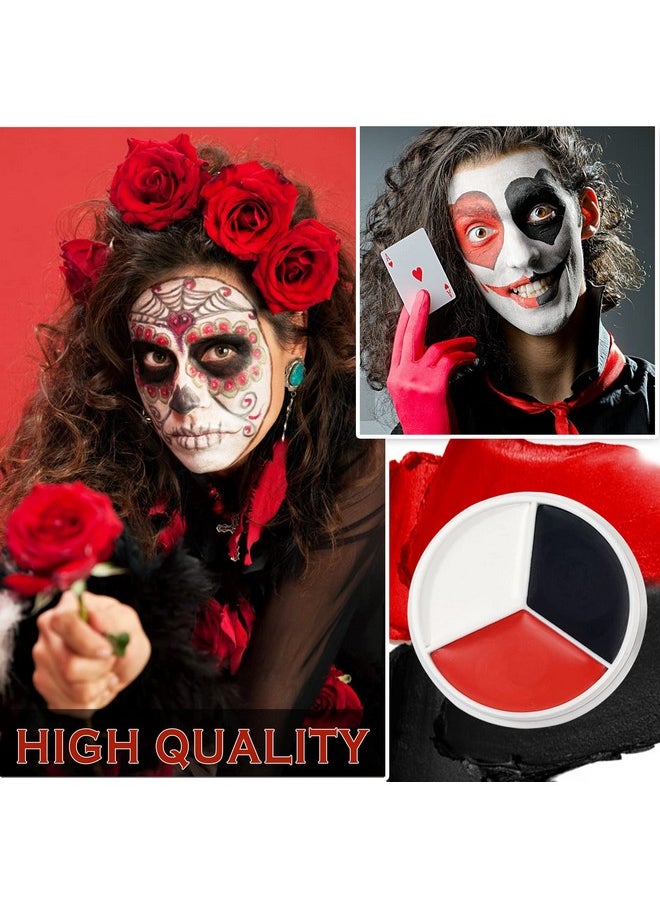 CAHIUYOA - Halloween Clown White Red Black Face Body Paint Makeupprofessional Foundation Cream For Zombie Vampire Cosplay Sfx Special Effects Makeup And Eye Black Baseball Football Softball Sports - Image 1