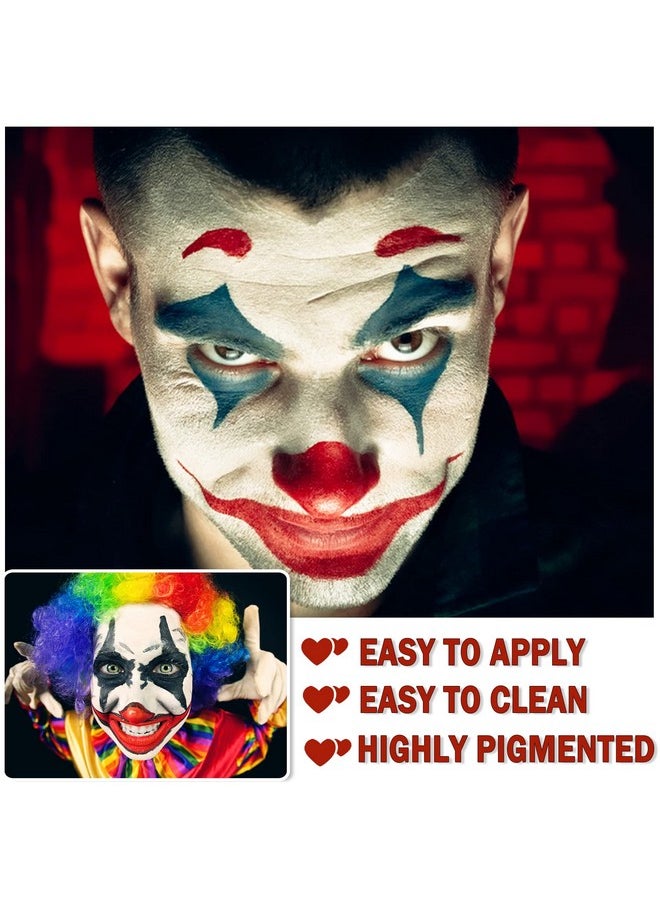 CAHIUYOA - Halloween Clown White Red Black Face Body Paint Makeupprofessional Foundation Cream For Zombie Vampire Cosplay Sfx Special Effects Makeup And Eye Black Baseball Football Softball Sports - Image 1
