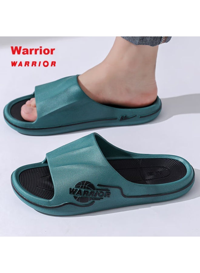 Pull Back Warrior Men's Sports Slippers Indoor Outdoor Wear-resistant Bathroom Soft And Non-slip Hl3986 Deep Green Black Size 44-45 - Image 5